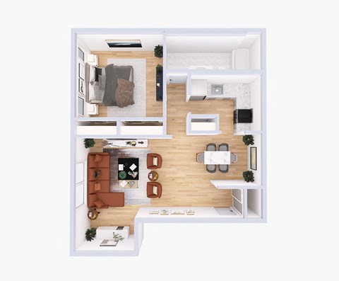 1 Bedroom Floor Plan at Merrick Place, Lexington, Kentucky